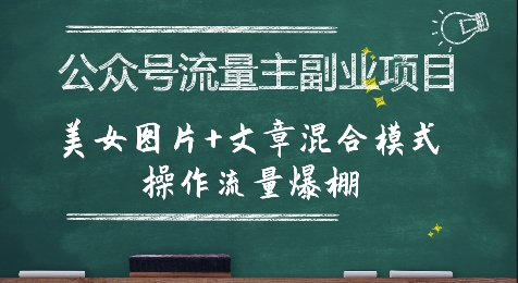 公众号流量主副业项目，美女图片+文章混合模式操作流量爆棚-悟思笔记，一个低调的学习营。