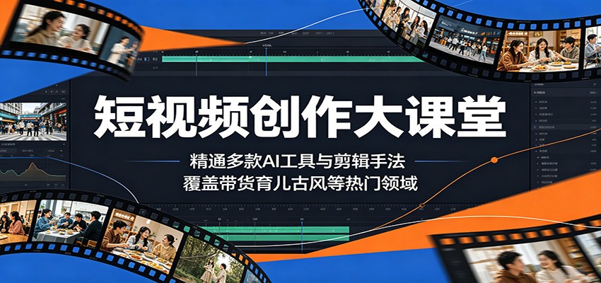 短视频创作大课堂：精通多款AI工具与剪辑手法，覆盖带货、育儿、古风等热门领域-悟思笔记，一个低调的学习营。