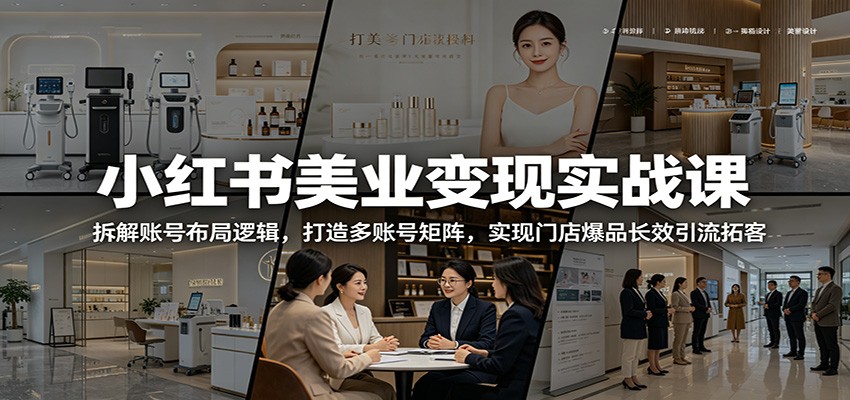 小红书美业变现实战课：拆解账号布局逻辑，打造多账号矩阵，实现门店爆品长效引流拓客-悟思笔记，一个低调的学习营。
