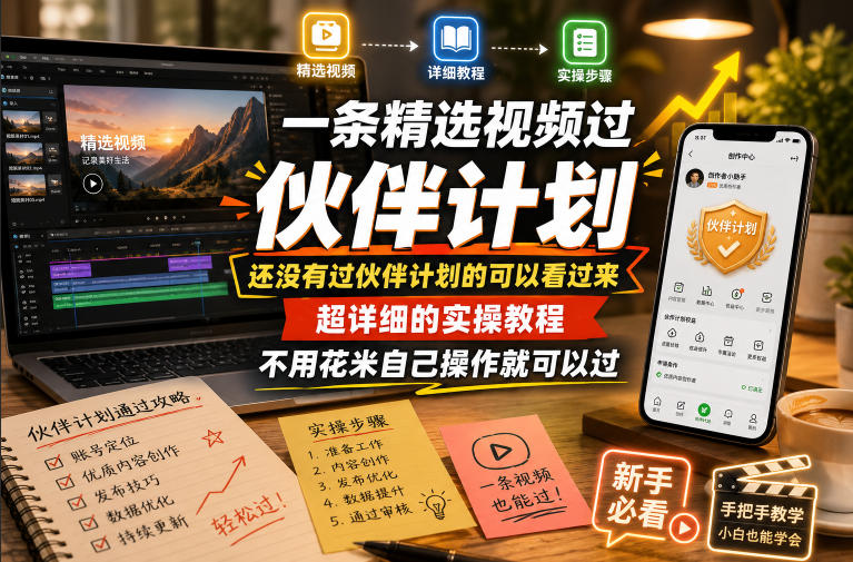 一条精选视频过伙伴计划，还没有过伙伴计划的可以看过来，超详细的实操教程，不用花米自己操作就可以过-悟思笔记，一个低调的学习营。