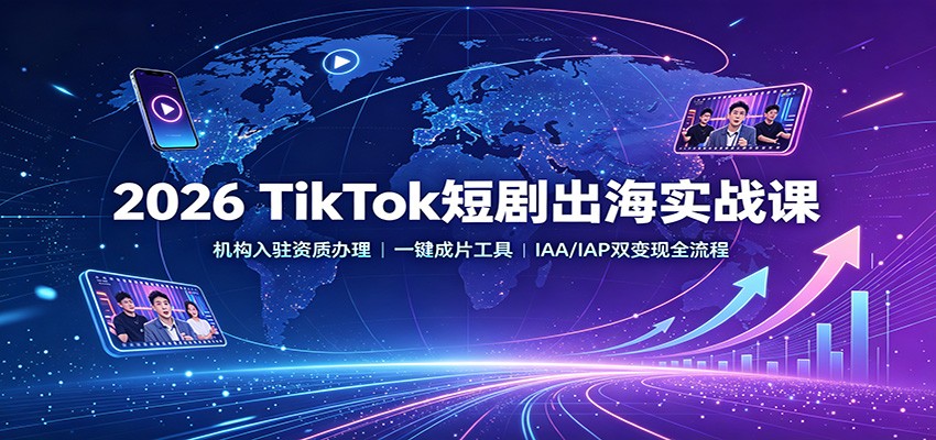 2026 TikTok短剧出海实战课：机构入驻资质办理，一键成片工具，IAA/IAP双变现全流程-悟思笔记，一个低调的学习营。