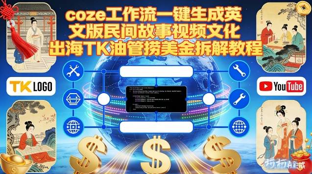 Coze扣子工作流一键生成英文版民间故事视频，文化出海TK油管捞美金拆解教程-悟思笔记，一个低调的学习营。
