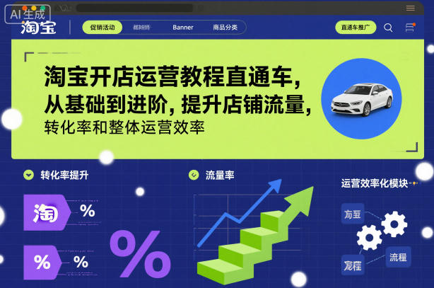淘宝开店运营教程直通车，从基础到进阶，提升店铺流量，转化率和整体运营效率(更新26年4月20日)-悟思笔记，一个低调的学习营。