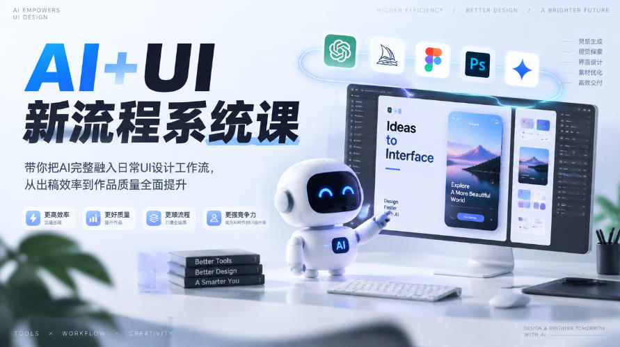 【无水印】AI+UI新流程系统课，带你把AI完整融入日常UI设计工作流，从出稿效率到作品质量全面提升(2026第4期)-悟思笔记，一个低调的学习营。
