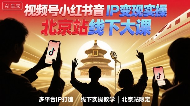 视频号小红书抖音IP变现实操北京站线下大课，40+行业短视频高变现姿势，100+IP高变现实操技术-悟思笔记，一个低调的学习营。
