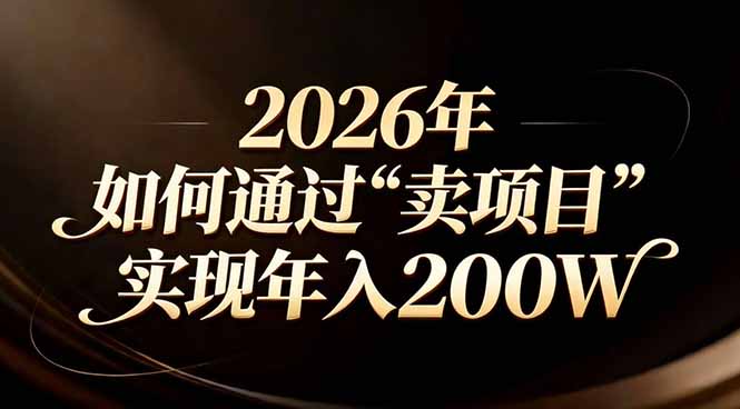 站在2026年的十字路口：一个普通人如何通过卖项目实现年入200万-悟思笔记，一个低调的学习营。