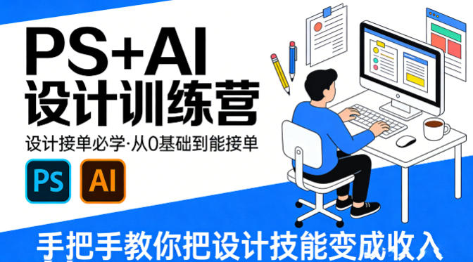 设计接单必学，PS+AI设计训练营，从0基础到能接单，手把手教你把设计技能变成收入-悟思笔记，一个低调的学习营。