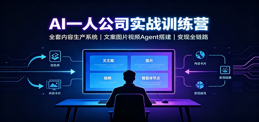 AI创作一人公司实战训练营：全套内容生产系统，文案图片视频Agent搭建变现全链路-悟思笔记，一个低调的学习营。