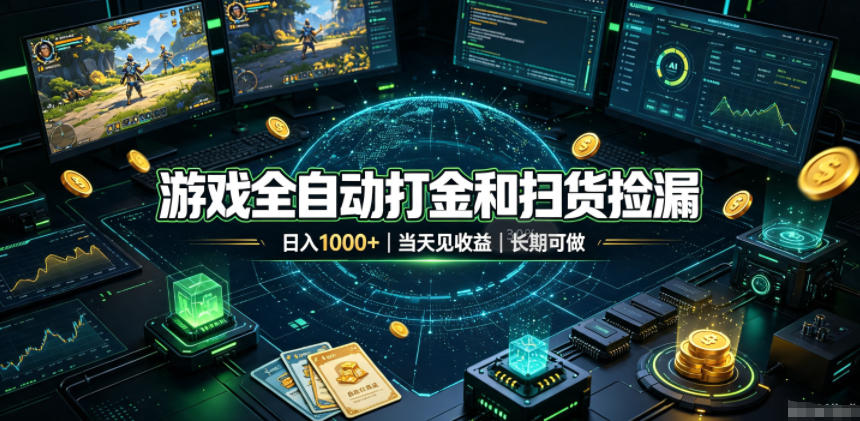 游戏全自动打金和扫货捡漏，日入1k+，当天见收益，长期可做！【揭秘】-悟思笔记，一个低调的学习营。