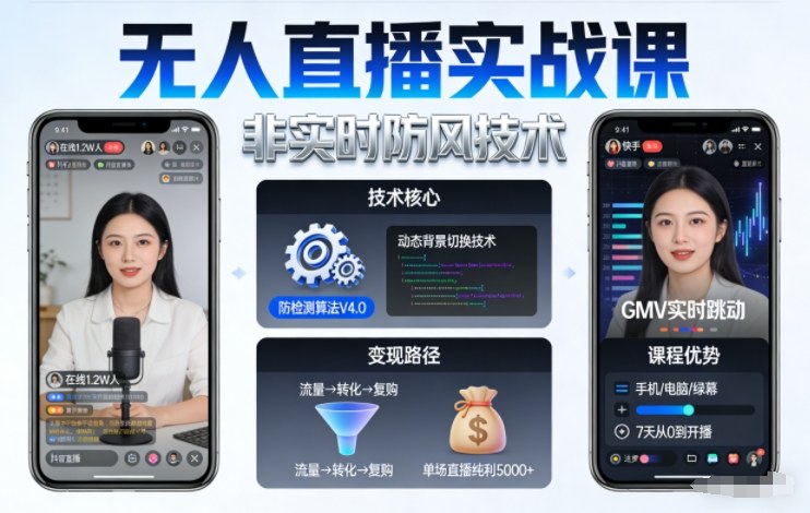 宝子哥无人直播实战课，非实时防风技术，聚焦抖音快手等平台直播带货，轻松开启直播变现之路(更新2026年08月06日)-悟思笔记，一个低调的学习营。