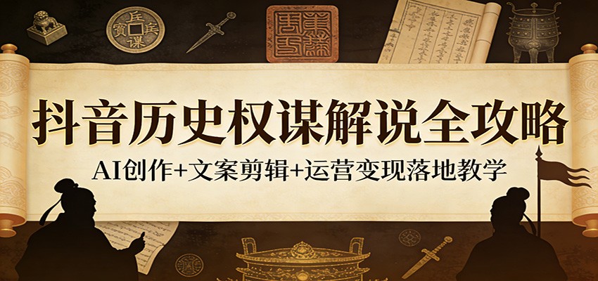 抖音历史权谋解说全攻略：AI创作+文案剪辑+运营变现落地教学-悟思笔记，一个低调的学习营。