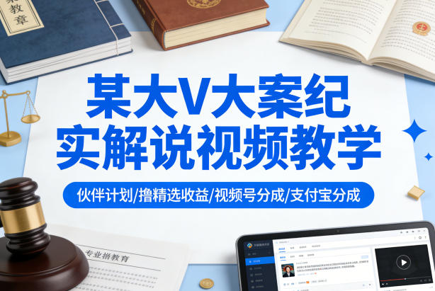 某大V大案纪实解说视频教学，可做伙伴计划、撸精选收益，视频号和支付宝分成计划均可-悟思笔记，一个低调的学习营。
