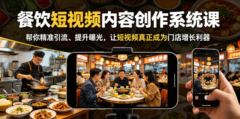 餐饮短视频内容创作系统课，帮你精准引流、提升曝光，让短视频真正成为门店增长利器-悟思笔记，一个低调的学习营。