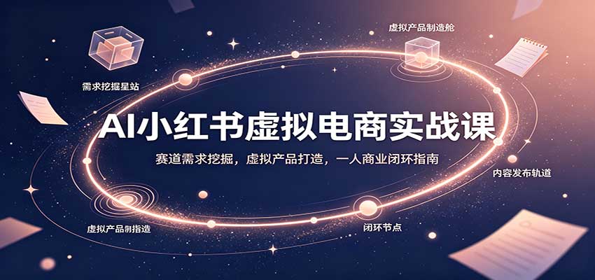 AI小红书虚拟电商实战课：赛道需求挖掘，虚拟产品打造，一人商业闭环指南-悟思笔记，一个低调的学习营。