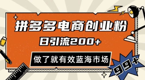 拼多多引流电商创业粉，日引200+，可矩阵放大，做了就有效【揭秘】-悟思笔记，一个低调的学习营。
