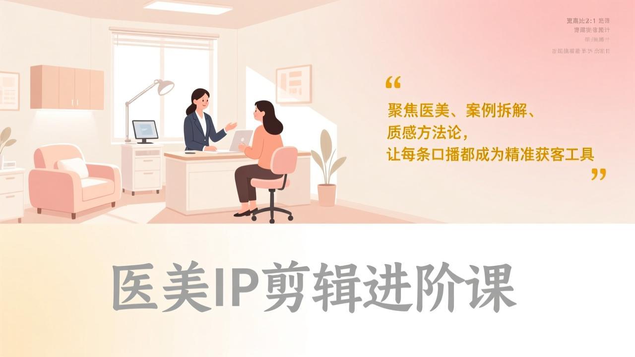 医美IP剪辑进阶课，聚焦医美、案例拆解、质感方法论，让每条口播都成为精准获客工具-悟思笔记，一个低调的学习营。