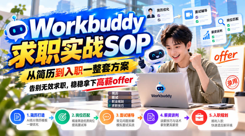 Workbuddy求职实战SOP，从简历到入职一整套方案，告别无效求职，稳稳拿下高薪offer-悟思笔记，一个低调的学习营。