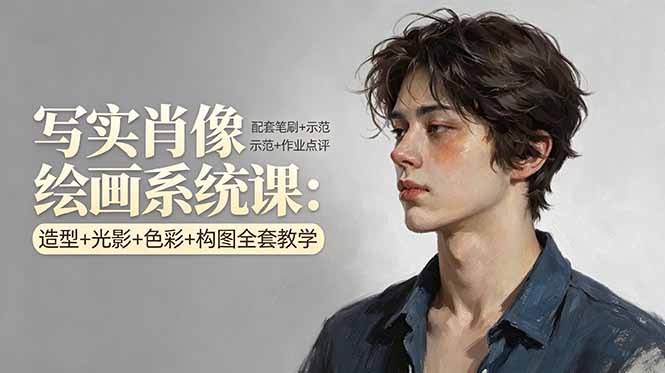 写实肖像绘画系统课：造型+光影+色彩+构图全套教学，配套笔刷+示范+作业点评-悟思笔记，一个低调的学习营。