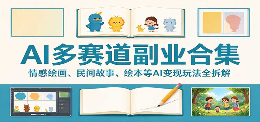 AI多赛道副业合集：情感绘画、民间故事、绘本等AI变现玩法全拆解-悟思笔记，一个低调的学习营。