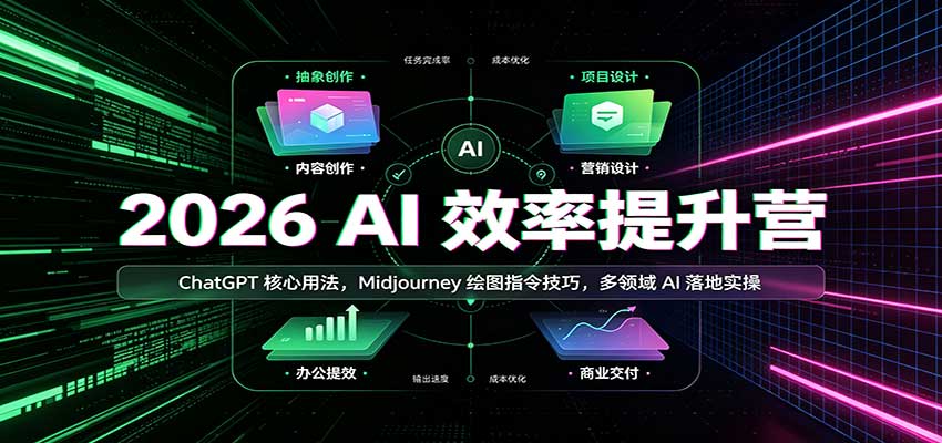 2026 AI效率提升营：ChatGPT核心用法，Midjourney绘图指令技巧，多领域AI落地实操-悟思笔记，一个低调的学习营。