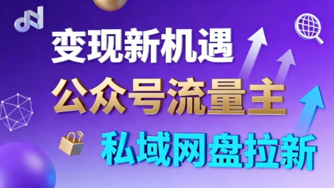 公众号流量主+私域网盘拉新，多方式变现，简单易上手，当天就有收益-悟思笔记，一个低调的学习营。