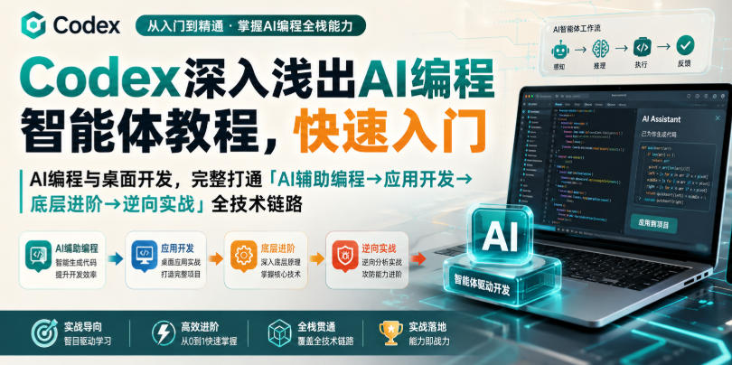 Codex深入浅出AI编程智能体教程，快速入门AI编程与桌面开发，打通「AI辅助编程→应用开发→底层进阶→逆向实战」全技术链路-悟思笔记，一个低调的学习营。