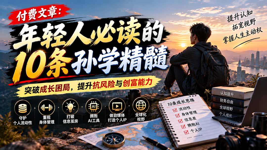 付费文章：年轻人必读的10条孙学精髓，突破成长困局，提升抗风险与创富能力-悟思笔记，一个低调的学习营。