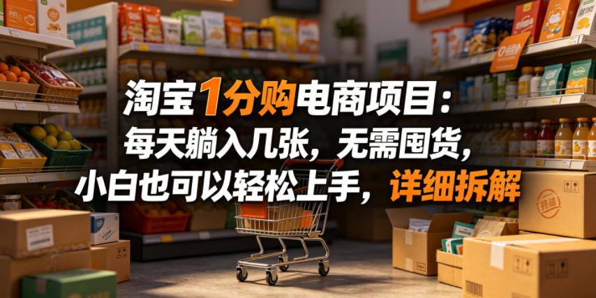 淘宝1分购电商项目：每天躺入几张，无需囤货，小白也可以轻松上手，详细拆解-悟思笔记，一个低调的学习营。