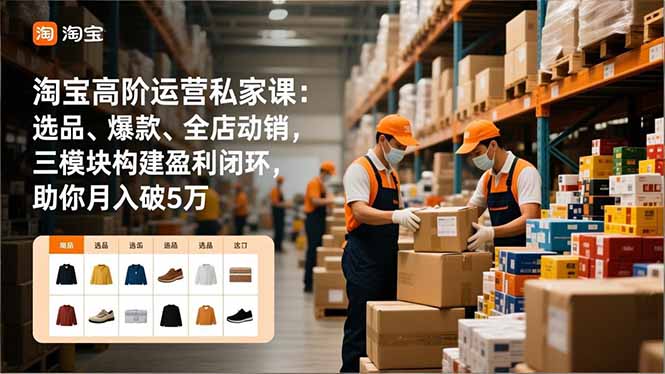 淘宝高阶运营私家课：选品、爆款、全店动销，三模块构建盈利闭环，助你月入破5万-悟思笔记，一个低调的学习营。