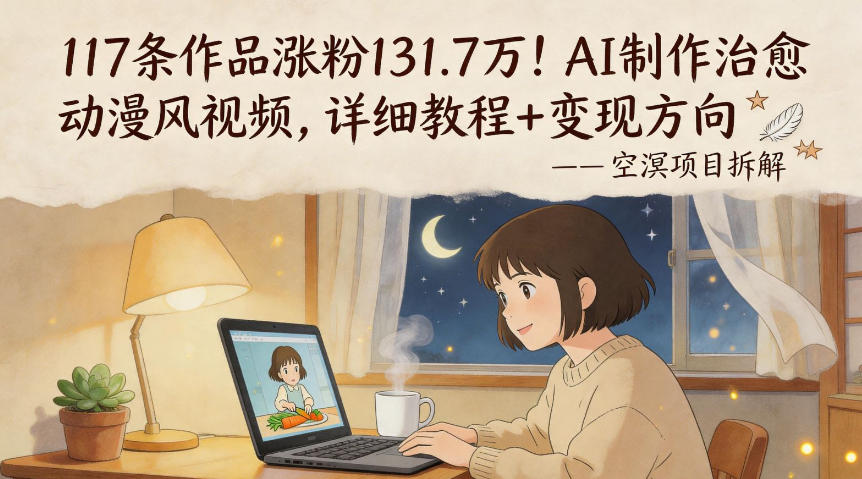 117条作品涨粉131.7W！AI制作治愈动漫风视频，详细教程+变现方向-悟思笔记，一个低调的学习营。