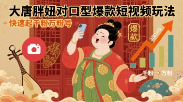大唐胖妞对口型爆款短视频玩法，快速起千粉万粉号-悟思笔记，一个低调的学习营。