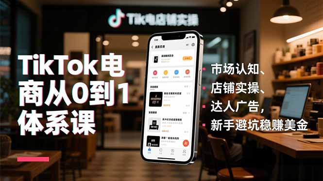 TikTok电商从0到1体系课，市场认知、店铺实操、达人广告，新手避坑稳赚美金-悟思笔记，一个低调的学习营。