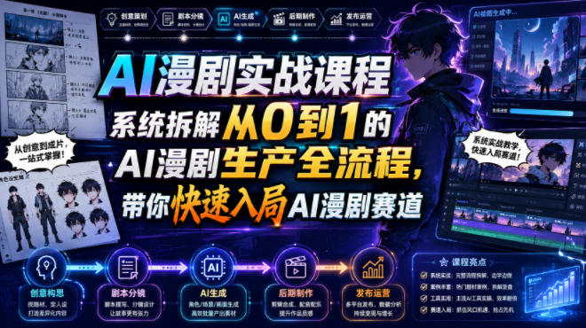 AI漫剧实战课程，系统拆解从0到1的AI漫剧生产全流程，带你快速入局AI漫剧赛道-悟思笔记，一个低调的学习营。