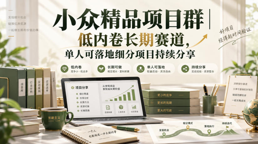 小众精品项目群｜低内卷长期赛道，单人可落地细分项目持续分享-悟思笔记，一个低调的学习营。