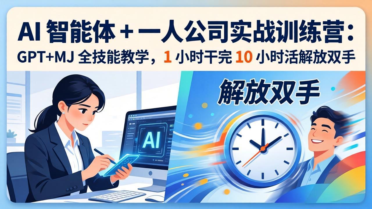 AI 智能体 + 一人公司实战训练营：GPT+MJ 全技能教学，1 小时干完 10 小时活解放双手-悟思笔记，一个低调的学习营。