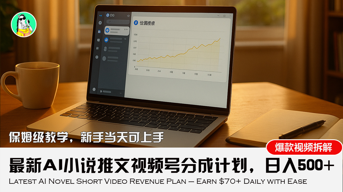 最新AI小说推文视频号分成计划，新手小白也能当天日入500+教程-悟思笔记，一个低调的学习营。