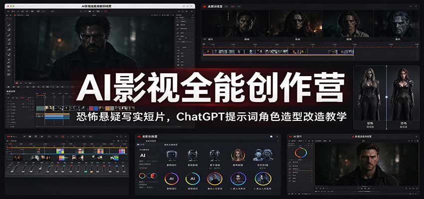 AI影视全能创作营：恐怖悬疑写实短片，ChatGPT提示词角色造型改造教学-悟思笔记，一个低调的学习营。