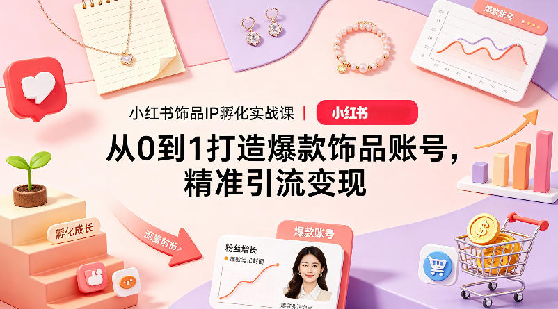 小红书饰品IP孵化实战课｜从0到1打造爆款饰品账号，精准引流变现-悟思笔记，一个低调的学习营。
