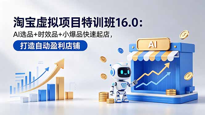 淘宝虚拟项目特训班16.0：AI选品+时效品+小爆品快速起店，打造自动盈利店铺-悟思笔记，一个低调的学习营。