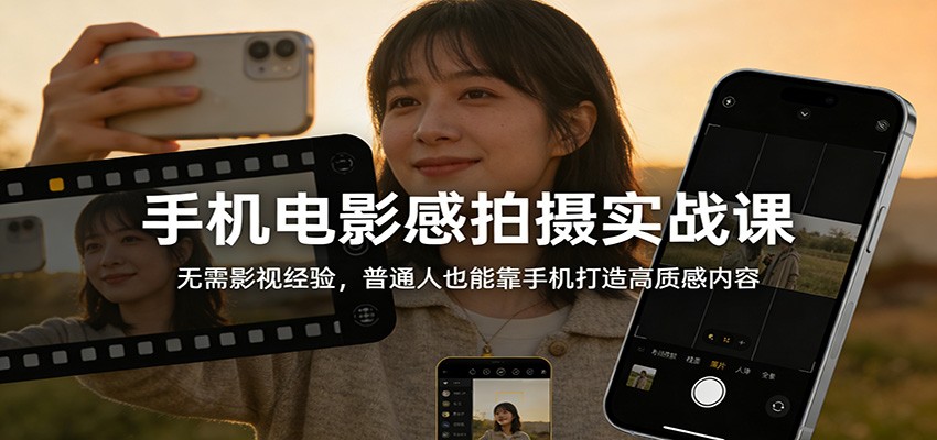 手机电影感拍摄实战课：无需影视经验，普通人也能靠手机打造高质感内容-悟思笔记，一个低调的学习营。