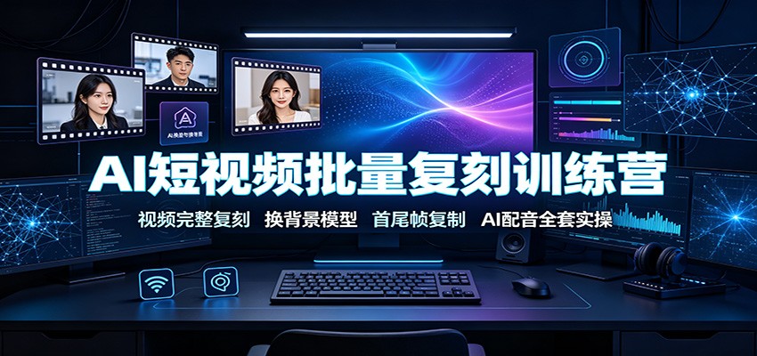 AI短视频批量复刻训练营：视频完整复刻，换背景模型、首尾帧复制、AI配音全套实操-悟思笔记，一个低调的学习营。