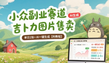 小众副业赛道 吉卜力图片售卖 单日2张+ AI一键生成【附教程】-悟思笔记，一个低调的学习营。
