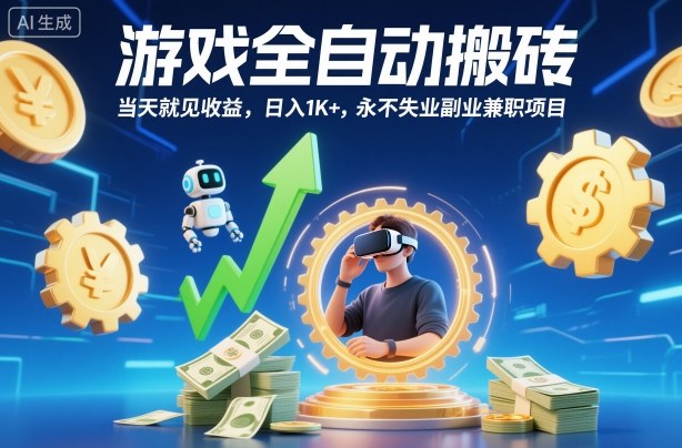 游戏全自动搬砖，当天就见收益，日入1K+，永不失业副业兼职项目【揭秘】-悟思笔记，一个低调的学习营。