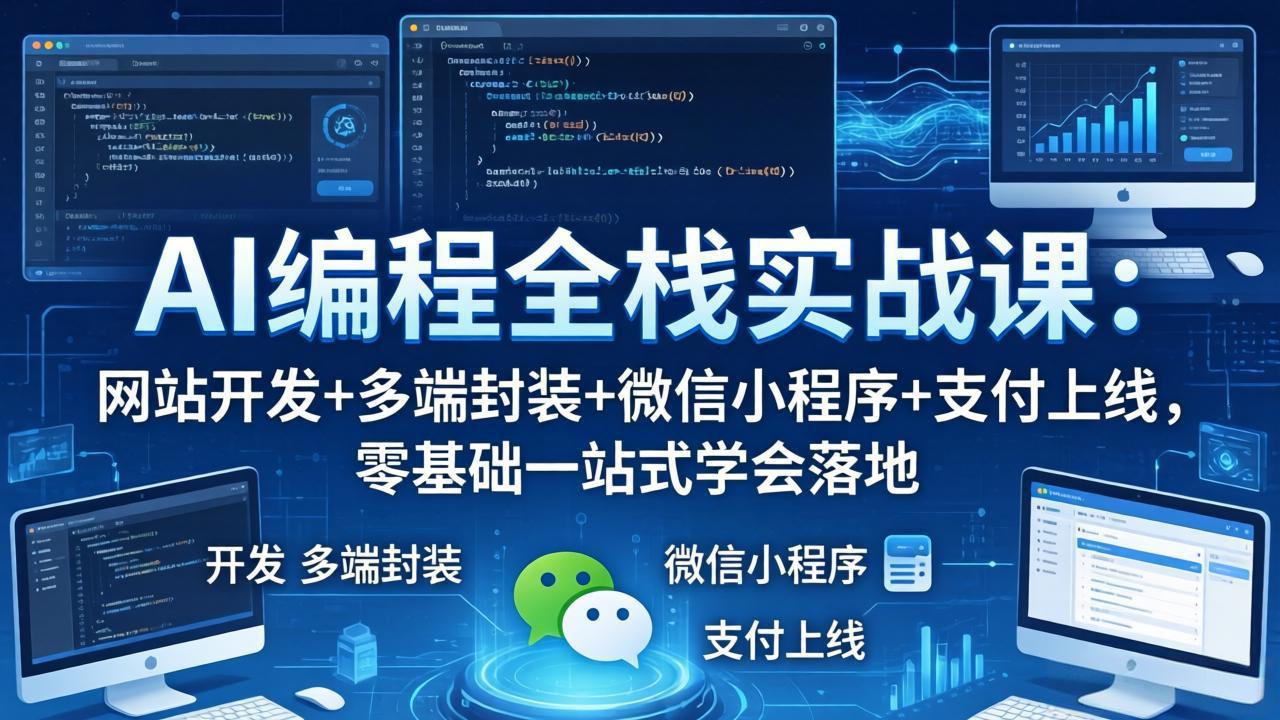 AI编程全栈实战课：网站开发+多端封装+微信小程序+支付上线，零基础一站式学会落地-悟思笔记，一个低调的学习营。