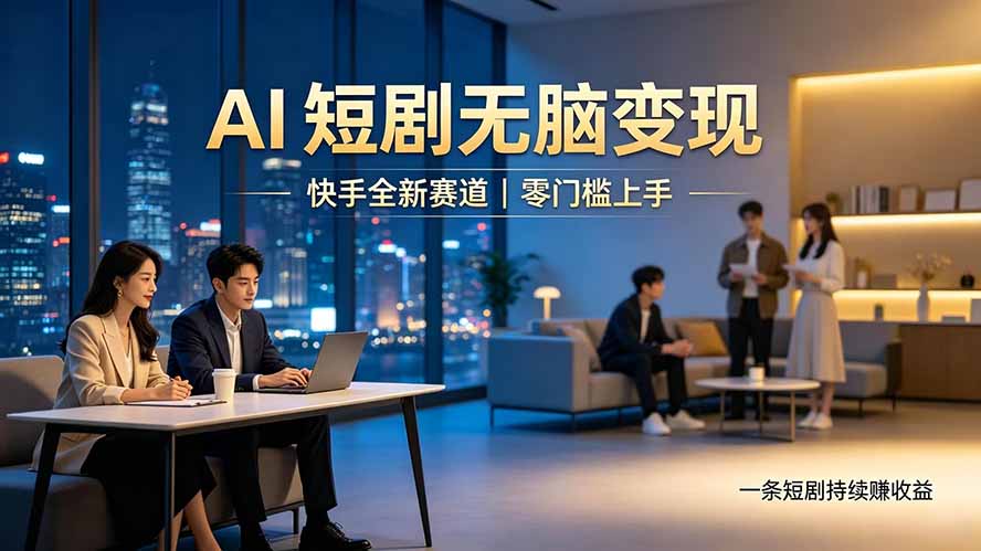 别乱找副业了，快手 AI 短剧零门槛长久被动增收-悟思笔记，一个低调的学习营。